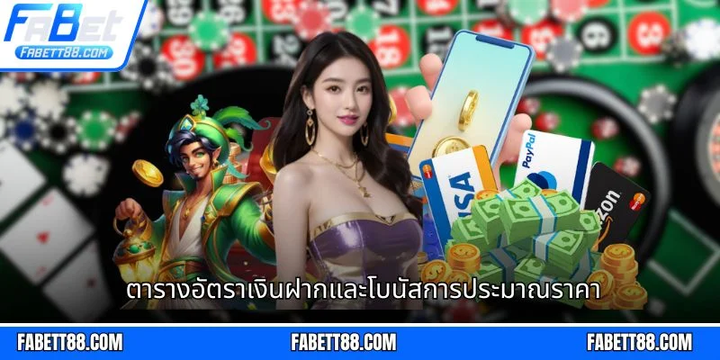 ตารางอัตราเงินฝากและโบนัสการประมาณราคา